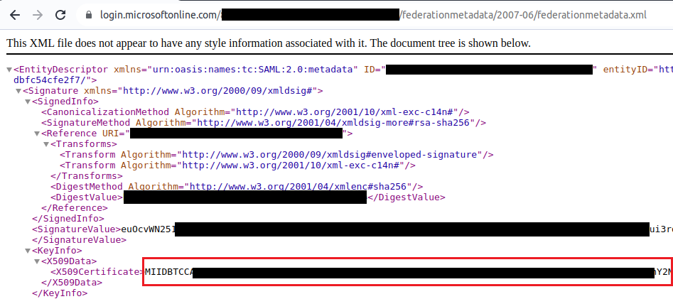 Extraction du certificat X.509 depuis le metadata