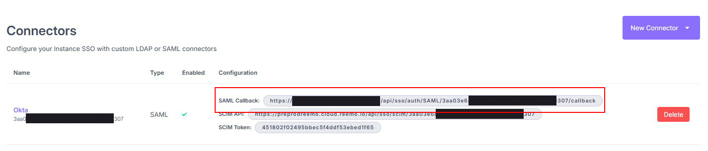 Récupération de l’URL de callback du connecteur