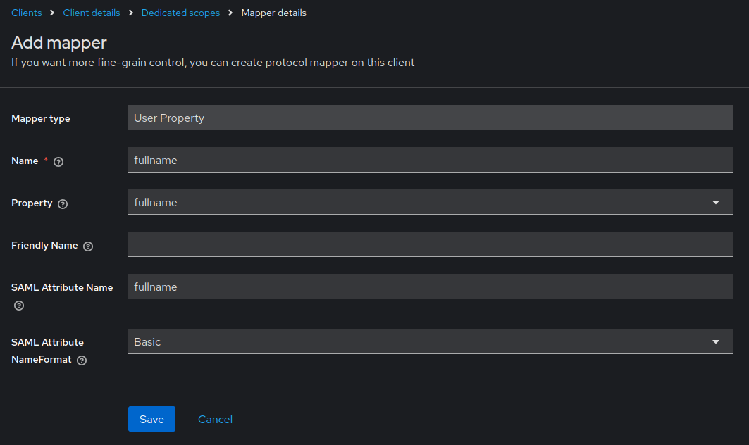 SAML attribute mappers in Keycloak
