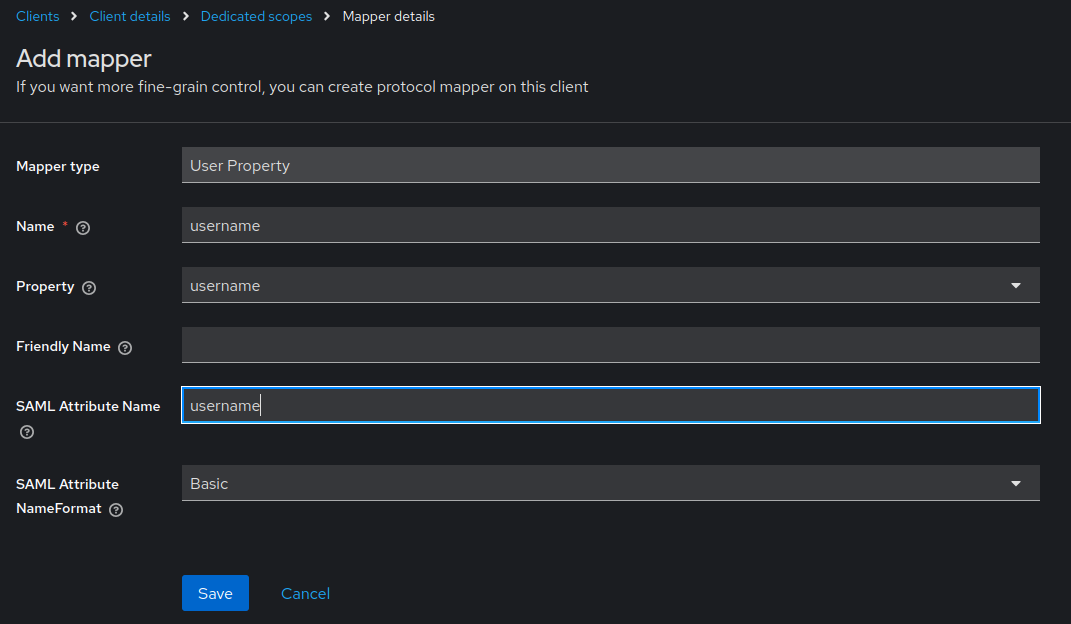 SAML attribute mappers in Keycloak