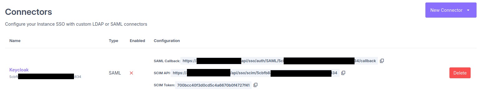 Récupération de l'URL de callback du connecteur