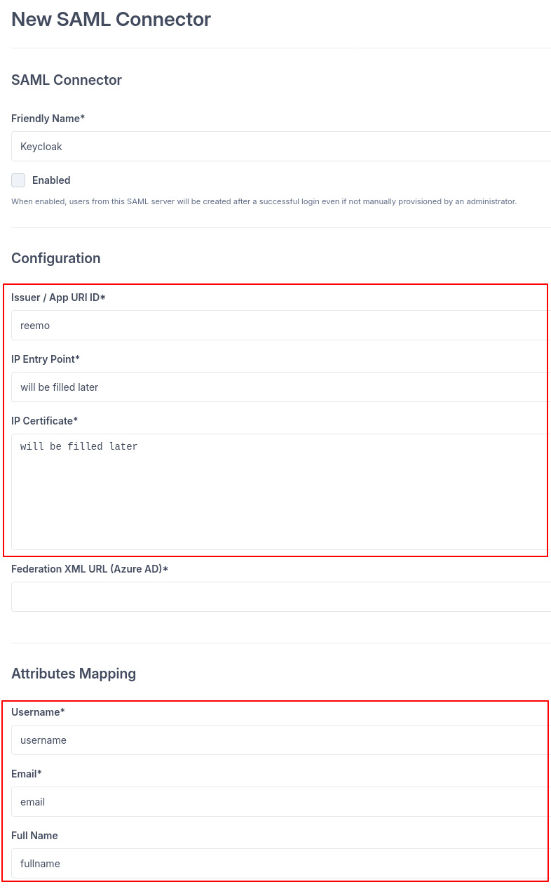 Creating a SAML connector in Reemo