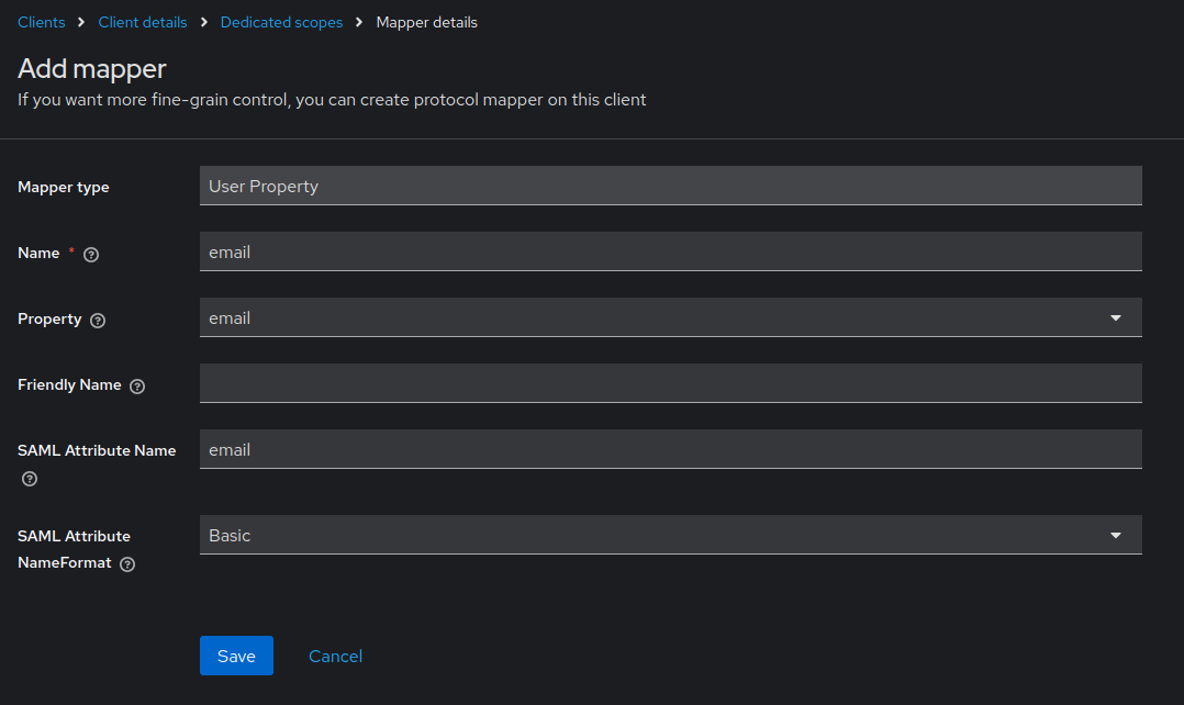 Mappers d'attributs SAML Keycloak
