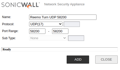 Services pour TURN UDP 58200