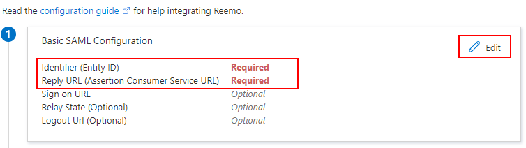 Modifier la configuration SAML de base