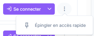 Menu d'options (⋮) de la ressource avec l'entrée Épingler en accès rapide