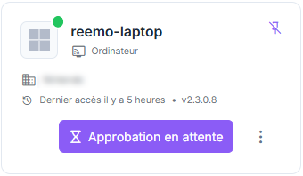Carte de ressource affichant l'état Approbation en attente