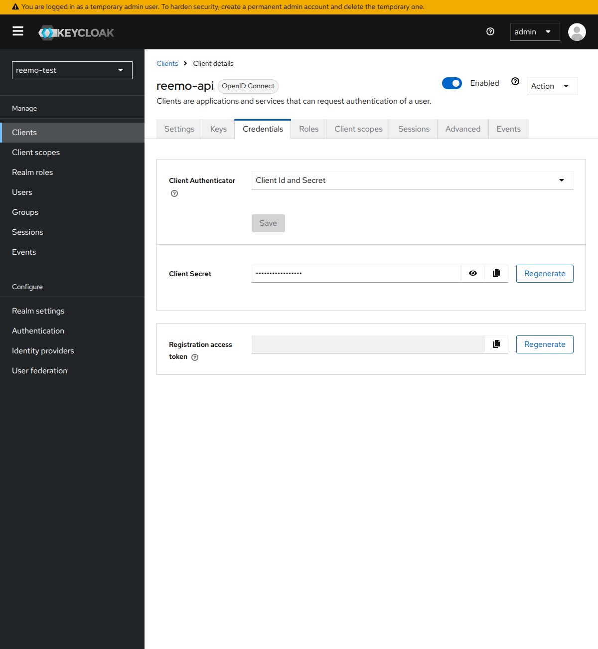 Keycloak OIDC client secret