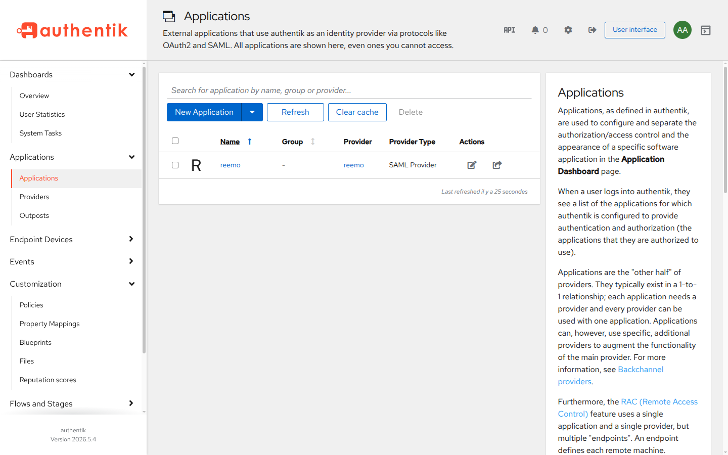 Create an application in Authentik