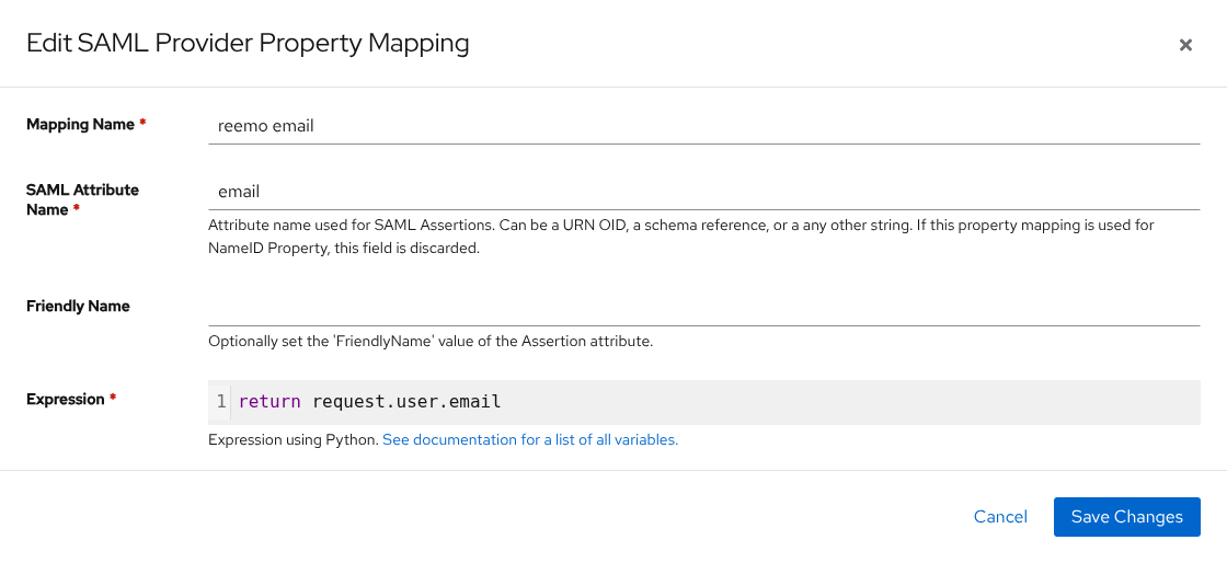Creating a SAML Property Mapping in Authentik