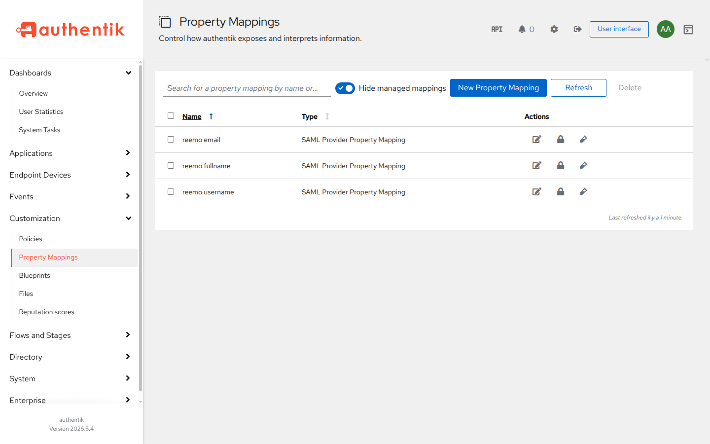List of the reemo Property Mappings