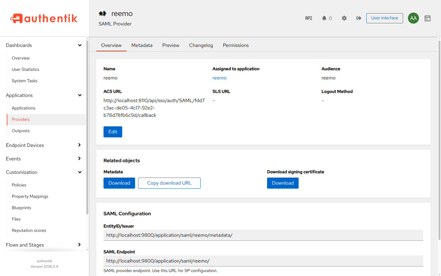 Authentik SAML provider overview