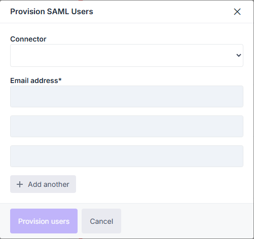 SAML user add popup by email