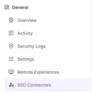 Configure SSO in Organization > SSO Connectors