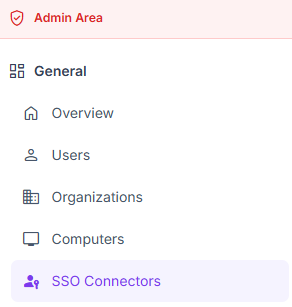 Access SSO Connectors in the instance Admin Area