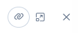 Link, expand, and close icons at the top of the player