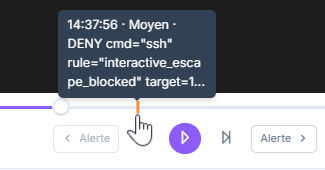 Infobulle d’un repère d’alerte sur la barre de lecture