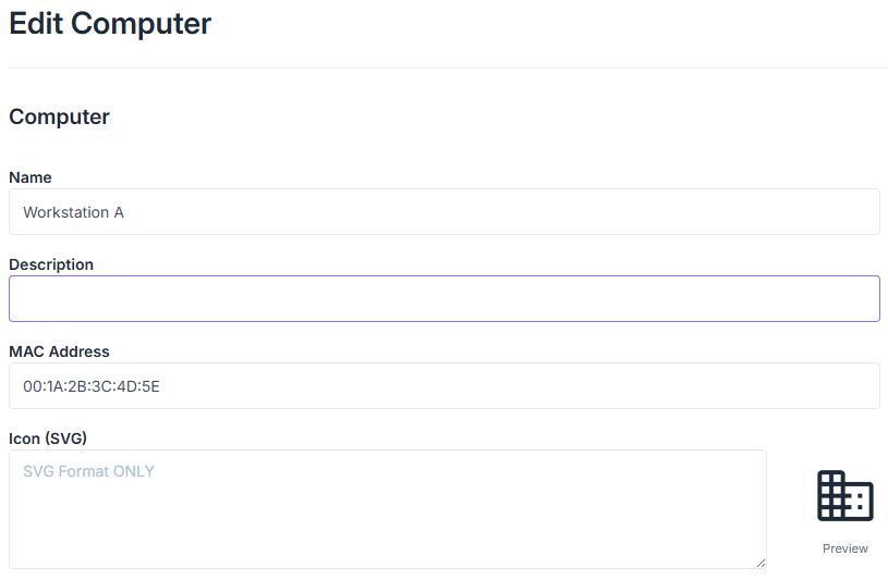 Adding the MAC address in a computer profile