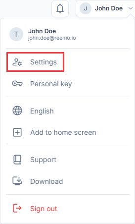 User account settings