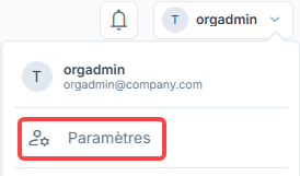 Menu du compte utilisateur