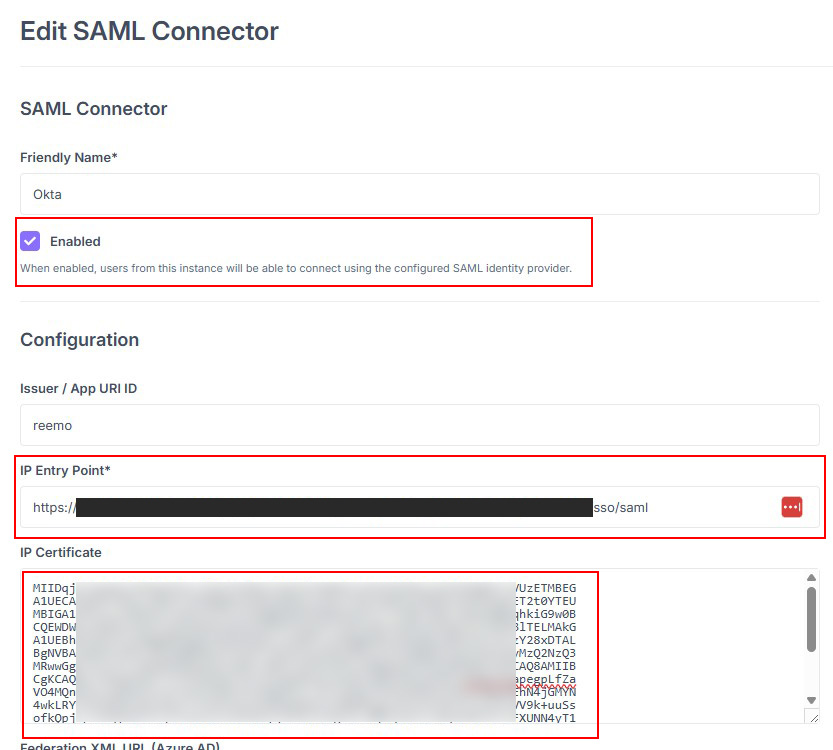 Certificat X.509 et URL SSO Okta